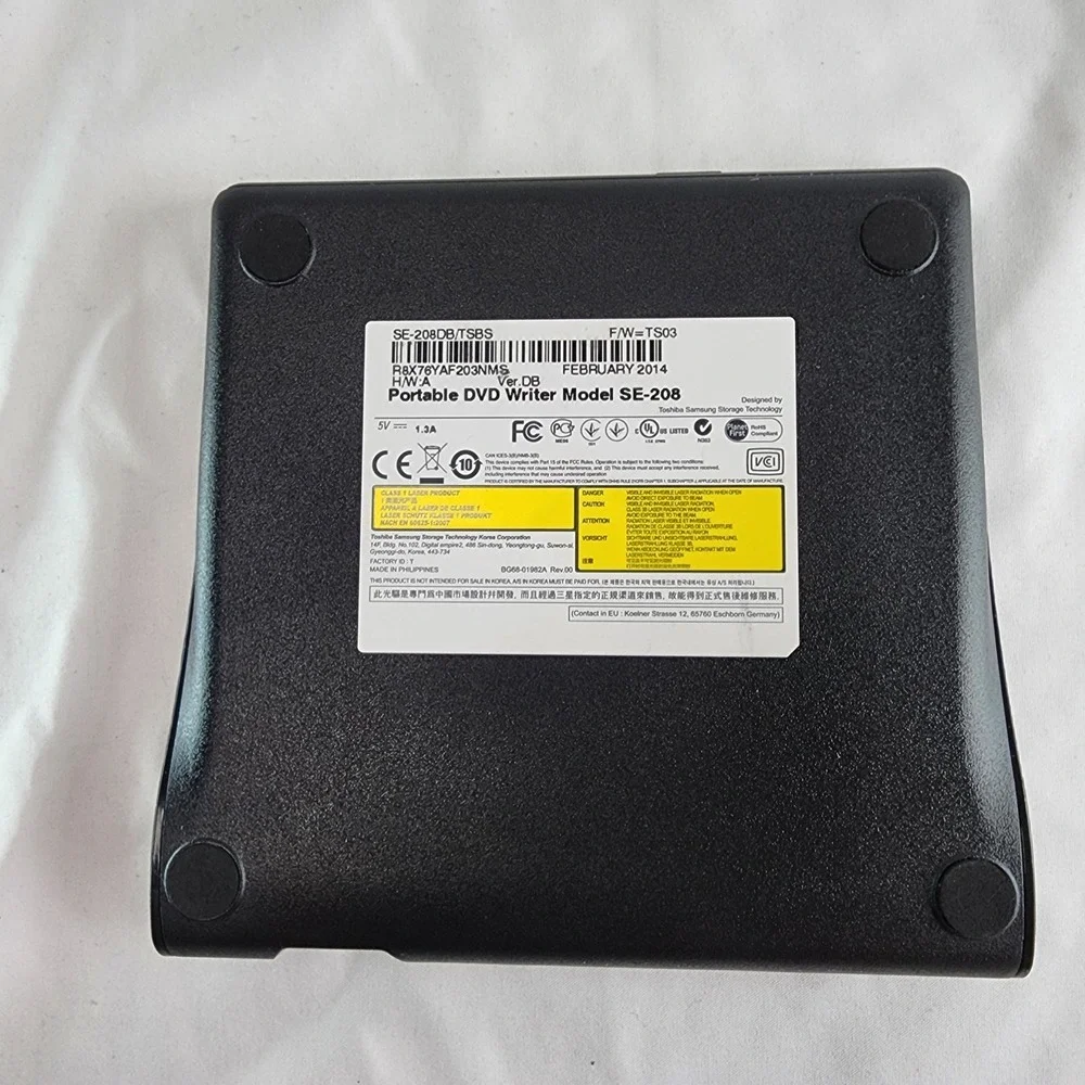 Samsung SE-208DB/TSBS Portable Slim USB DVD±RW Writer Black - Tested